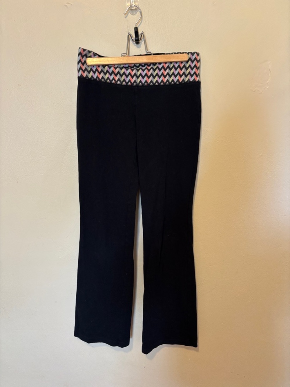 SO Black Leggings with Pink and White Chevron Waistband